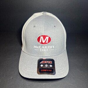 McCarthy Tire Otto Comfy Fit Grey & White Mesh Embroidered Logo Snapback Hat Cap